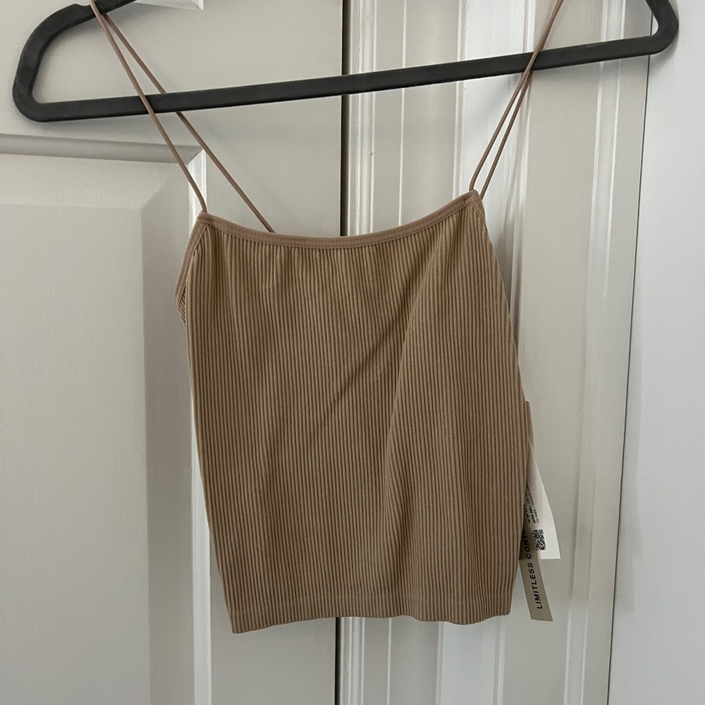 NWT Zara Ribbed Tan Spaghetti Strap Top
